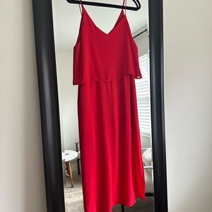 Red Tiered Midi Dress